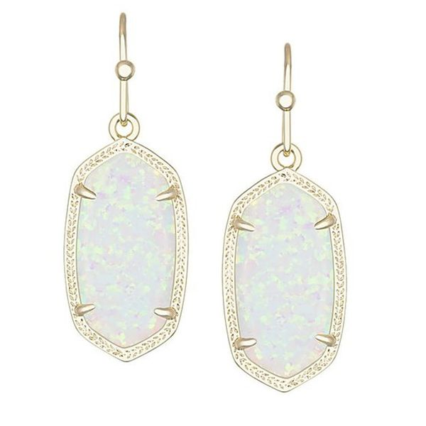Kendra Scott Dani Gold Drop Earrings In White Kyocera Opal Meigs Jewelry Tahlequah, OK