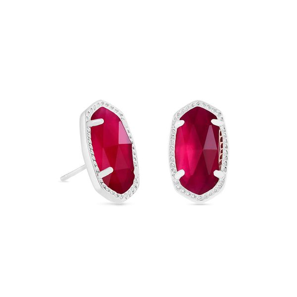 Kendra Scott Ellie Rhodium Stud Earrings In Ruby Red Meigs Jewelry Tahlequah, OK