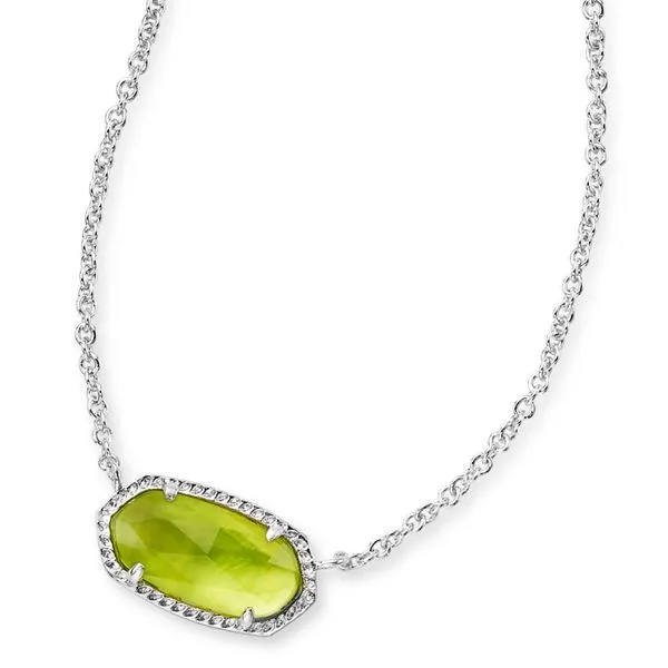 Kendra Scott Elisa Silver Pendant Necklace In Peridot Illusion Meigs Jewelry Tahlequah, OK