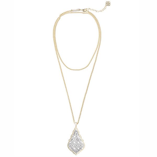 Kendra Scott Aiden Gold Long Pendant Necklace In Silver Filigree Mix Meigs Jewelry Tahlequah, OK
