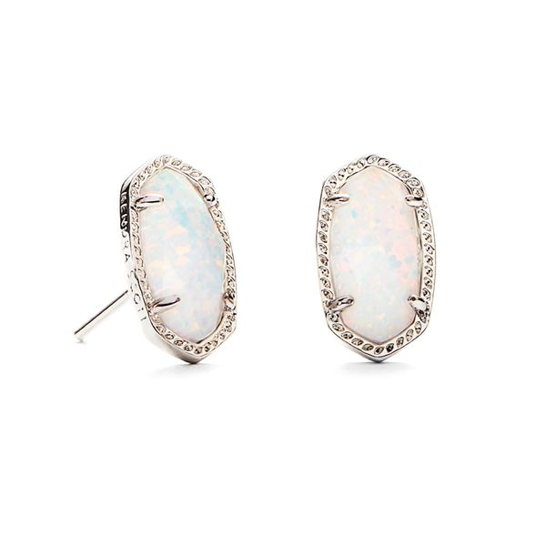 Kendra Scott Ellie Silver Stud Earrings In White Opal Meigs Jewelry Tahlequah, OK