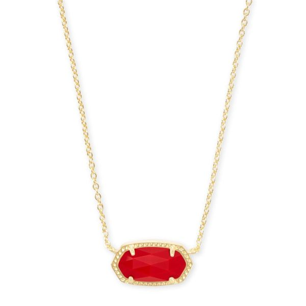 Kendra Scott Elisa Gold Pendant Necklace In Bright Red Opaque Glass Meigs Jewelry Tahlequah, OK