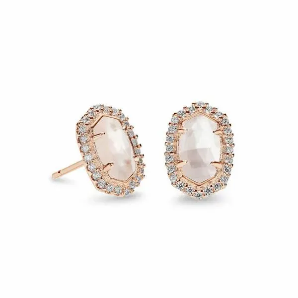 Kendra Scott Cade Rose Gold Stud Earrings In Ivory Pearl Meigs Jewelry Tahlequah, OK