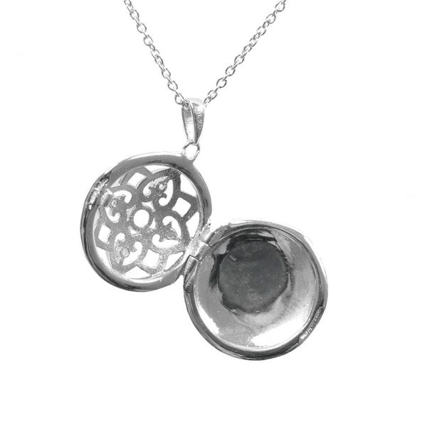 Sterling Silver Round Elsie Locket Necklace Image 2 Meigs Jewelry Tahlequah, OK