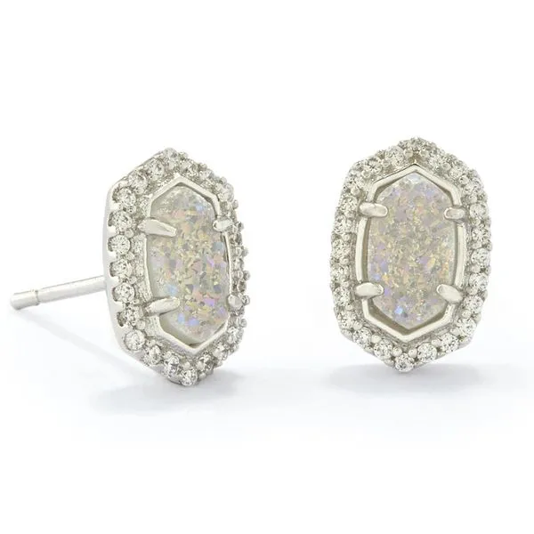 Kendra Scott Cade Silver Stud Earrings In Iridescent Drusy Meigs Jewelry Tahlequah, OK