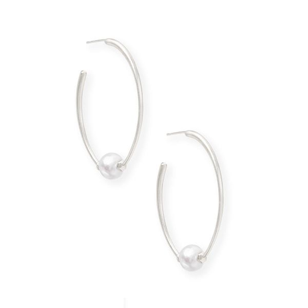 Kendra Scott Regina Bright Silver Hoop Earrings In Pearl Meigs Jewelry Tahlequah, OK