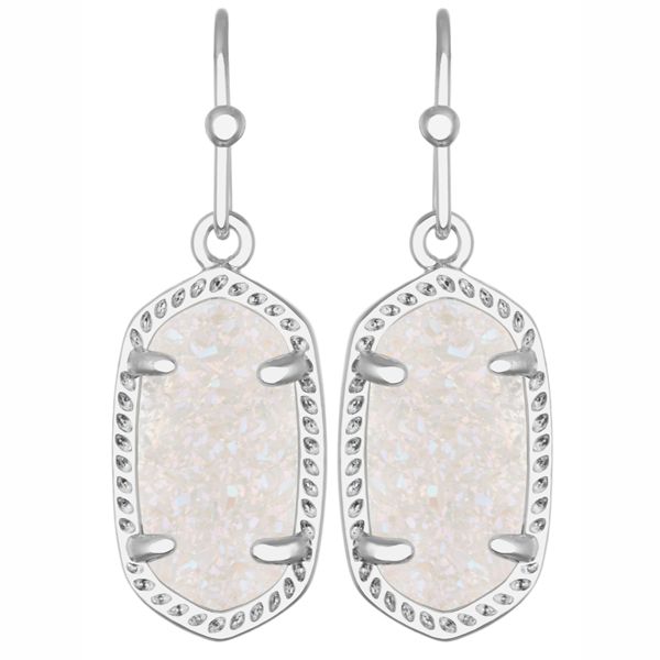 Kendra Scott Lee Silver Drop Earrings In Iridescent Drusy Meigs Jewelry Tahlequah, OK