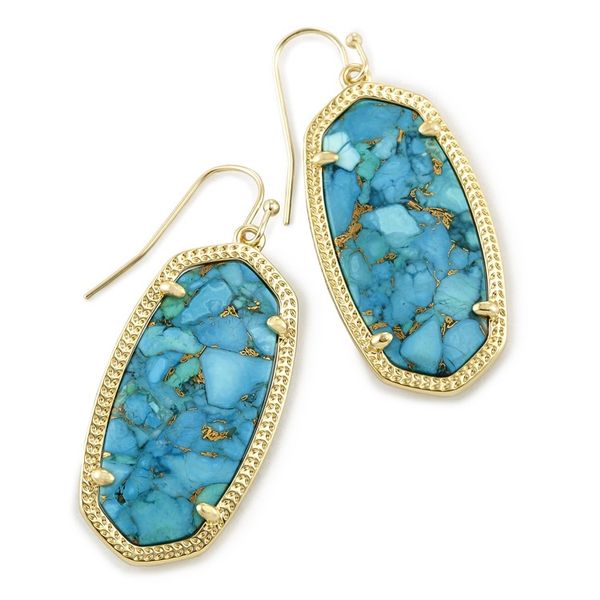 Kendra Scott Elle Gold Drop Earrings In Bronze Veined Turquoise Magnesite Meigs Jewelry Tahlequah, OK