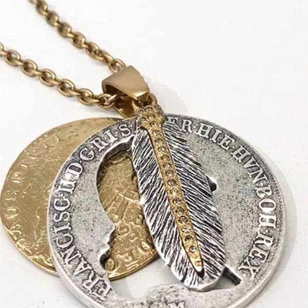 TAT2 Coin & Feather Necklace Image 2 Meigs Jewelry Tahlequah, OK