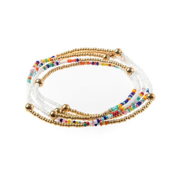 Caryn Lawn Rainbow & White Seed Bracelet Meigs Jewelry Tahlequah, OK