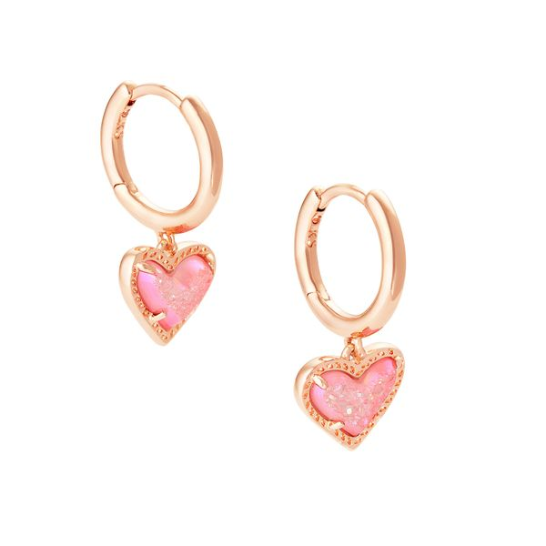 Ari Heart Pink Drusy Huggie Meigs Jewelry Tahlequah, OK
