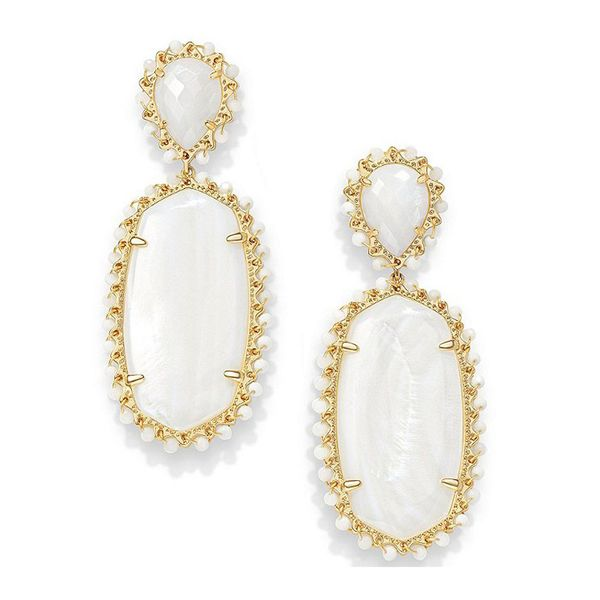 Kendra Scott Parsons White Mother of Pearl Earrings Meigs Jewelry Tahlequah, OK