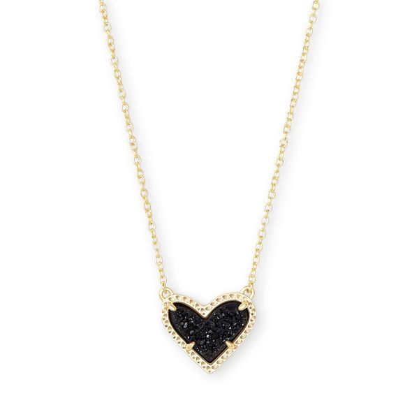 Kendra Scott Ari Black Drusy Heart Necklace Meigs Jewelry Tahlequah, OK