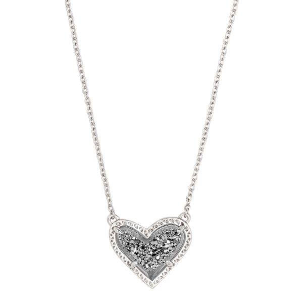 Kendra Scott Art Platinum Drusy Heart Necklace Meigs Jewelry Tahlequah, OK