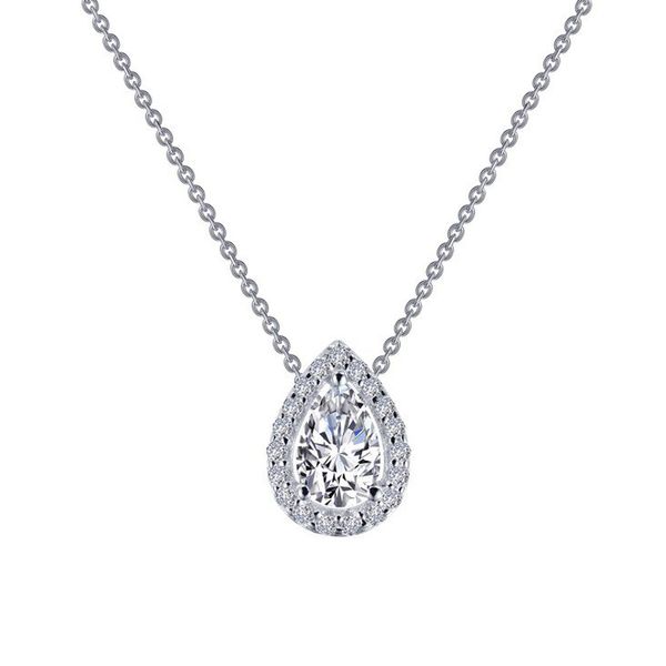 Lafonn Simulated Diamond Pear Halo Necklace Meigs Jewelry Tahlequah, OK