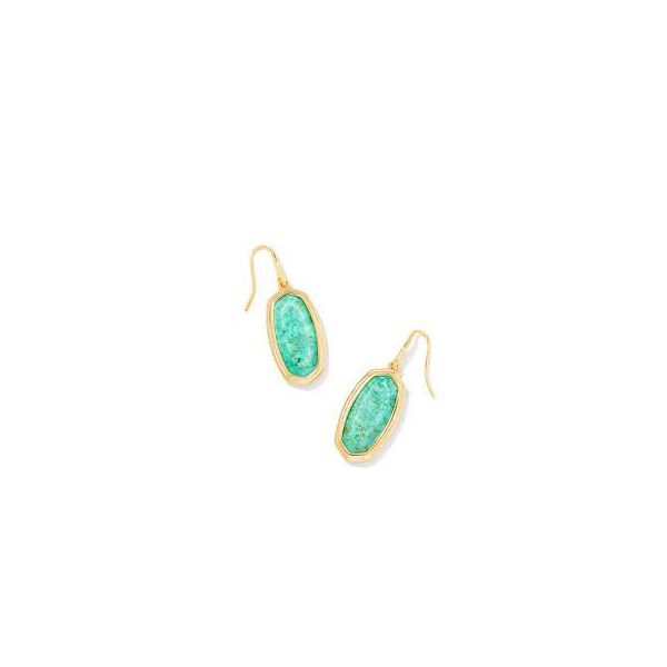 Kendra Scott Framed Dani Gold Drop Earrings In Sea Green Chrysocolla Meigs Jewelry Tahlequah, OK