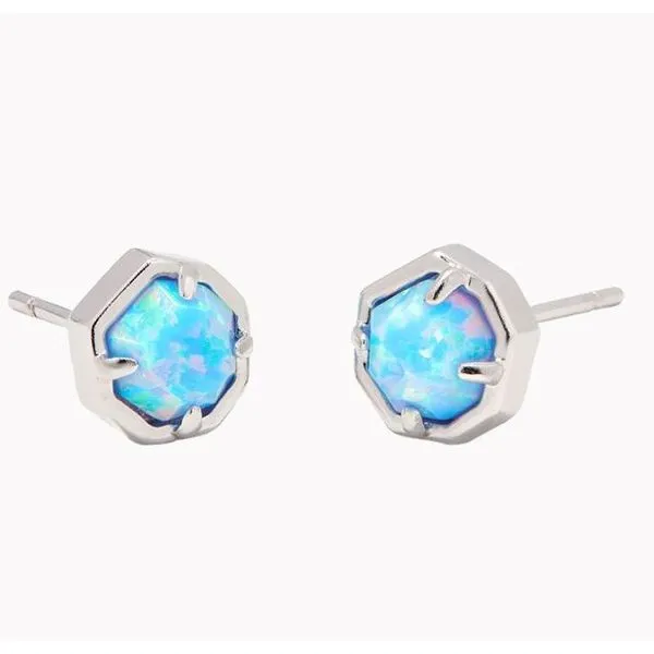 Kendra Scott Nola Silver Stud Earrings In Light Blue Kyocera Opal Meigs Jewelry Tahlequah, OK