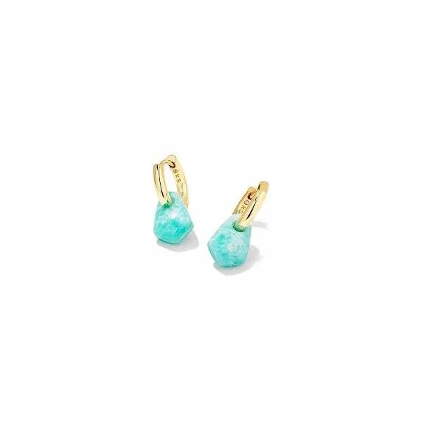 Kendra Scott Gold Teal Amazonite Inlsey Huggie Earrings Meigs Jewelry Tahlequah, OK