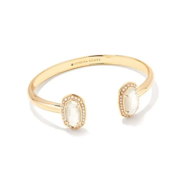 Kendra Scott Pearl Beaded Elton Gold Cuff Bracelet in Ivory Mother-of-Pearl Meigs Jewelry Tahlequah, OK