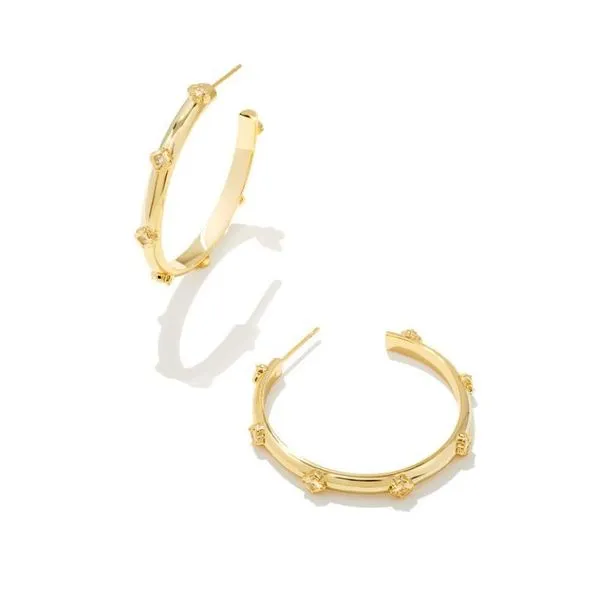 Kendra Scott Joelle Gold Hoop Earrings in White Crystal Meigs Jewelry Tahlequah, OK