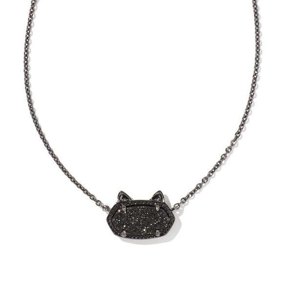 Kendra Scott Elisa Gunmetal Cat Pendant Necklace in Black Drusy Meigs Jewelry Tahlequah, OK
