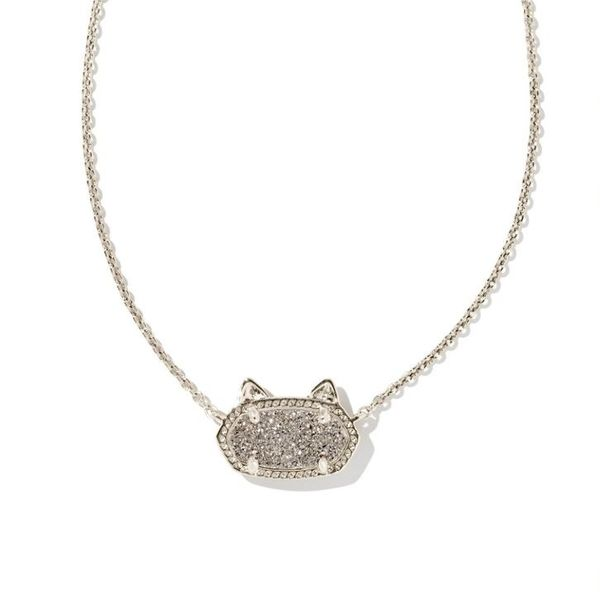 Kendra Scott Elisa Silver Cat Pendant Necklace in Platinum Drusy Meigs Jewelry Tahlequah, OK