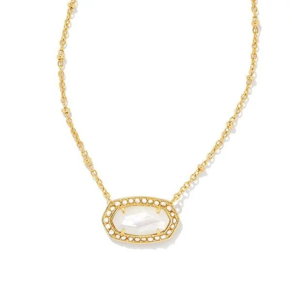 Kendra Scott Pearl Beaded Elisa Gold Pendant Necklace in Ivory Mother-of-Pearl Meigs Jewelry Tahlequah, OK