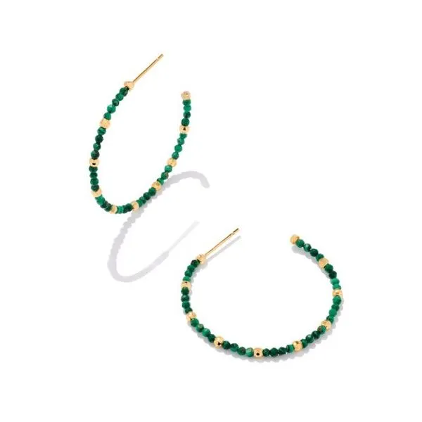 Kendra Scott Thin Beaded Green Hoop Earrings Gameday Meigs Jewelry Tahlequah, OK