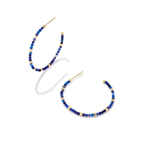 Kendra Scott Thin Beaded Blue Hoop Earrings Gameday Meigs Jewelry Tahlequah, OK