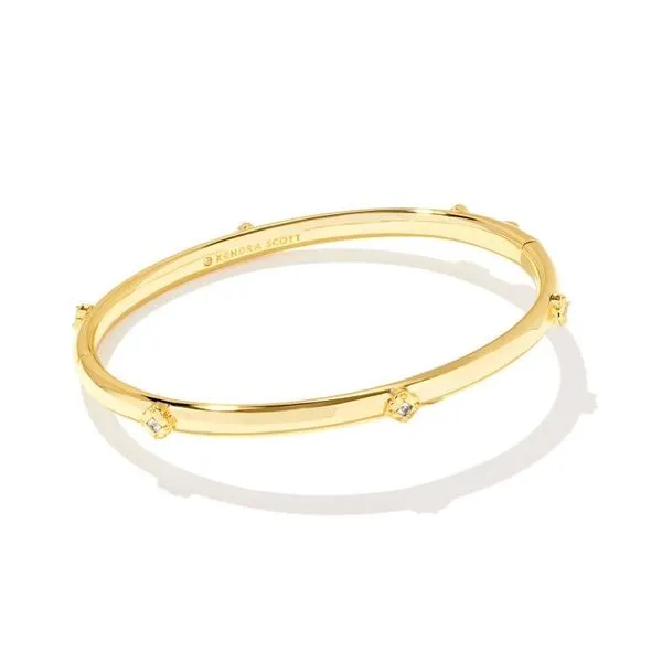 Kendra Scott Joelle Gold Bangle Bracelet in White Crystal Meigs Jewelry Tahlequah, OK