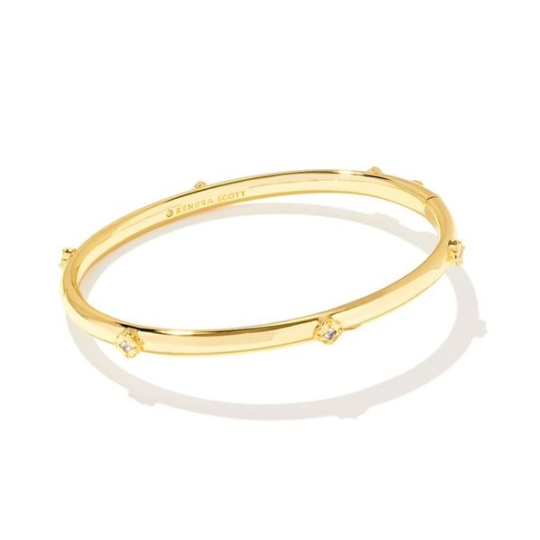 Kendra Scott Joelle Gold Bangle Bracelet in White Crystal Meigs Jewelry Tahlequah, OK