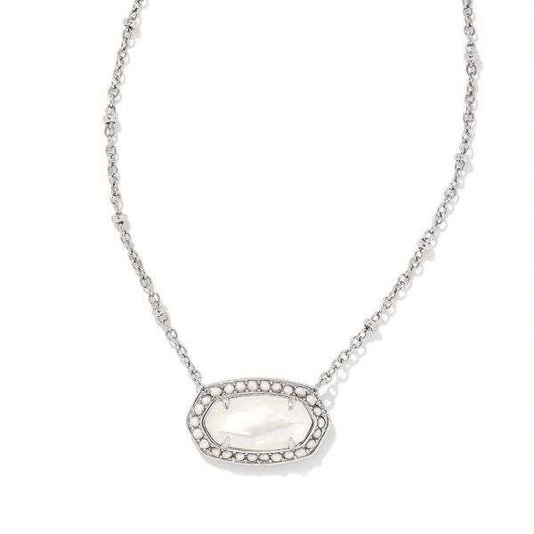 Kendra Scott Pearl Beaded Elisa Silver Pendant Necklace in Ivory Mother-of-Pearl Meigs Jewelry Tahlequah, OK