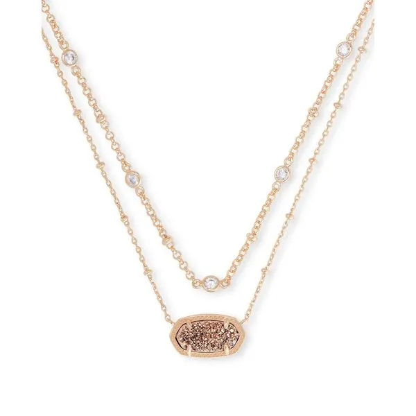 Kendra Scott Elisa Rose Gold Drusy Multi Strand Necklace Meigs Jewelry Tahlequah, OK