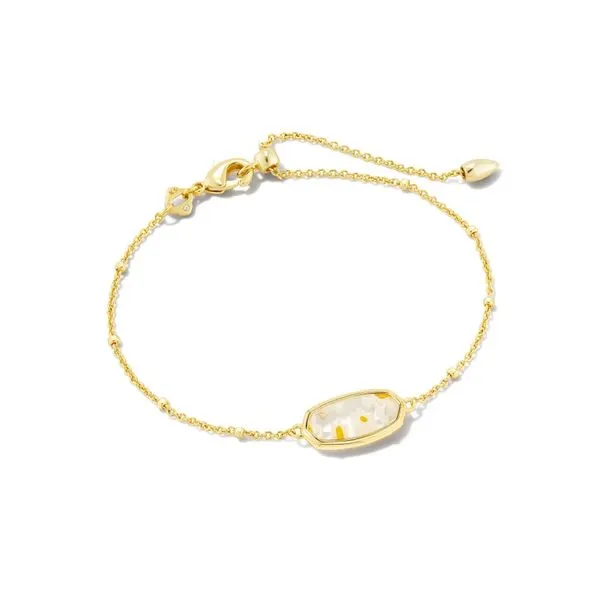 Framed Elaina Gold Delicate Chain Bracelet in White Mosaic Glass Meigs Jewelry Tahlequah, OK