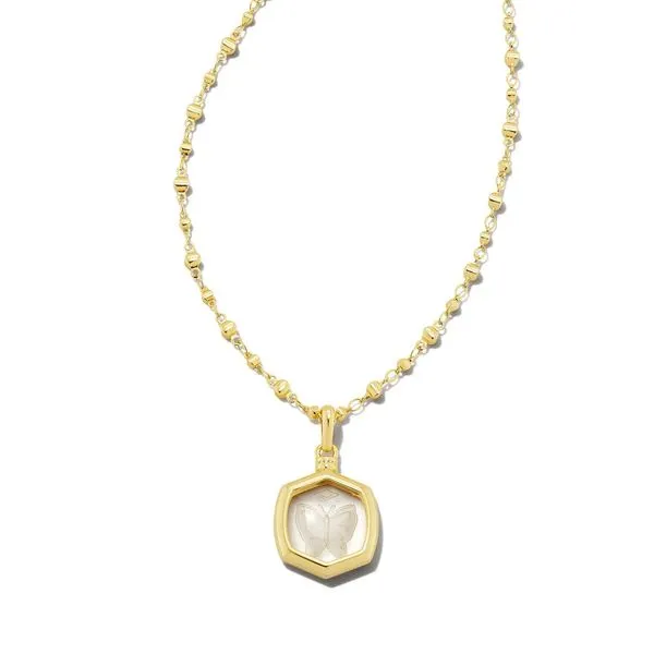 Davie Intaglio Convertible Gold Pendant Necklace in Clear Glass Butterfly Meigs Jewelry Tahlequah, OK