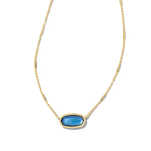 Framed Elisa Gold Short Pendant Necklace in Dark Blue Mother-of-Pearl Meigs Jewelry Tahlequah, OK