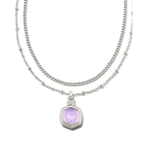 Davie Intaglio Silver Multi Strand Necklace in Lavender Opalite Glass Butterfly Meigs Jewelry Tahlequah, OK