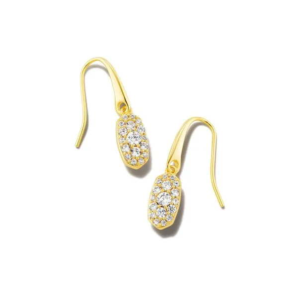 Kendra Scott Grayson Gold Drop Earrings in White Crystal Meigs Jewelry Tahlequah, OK