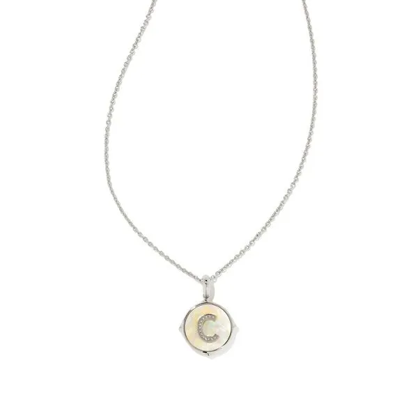 Letter C Silver Disc Reversible Pendant Necklace Meigs Jewelry Tahlequah, OK