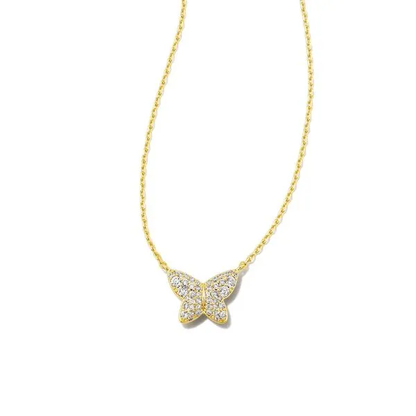 Lillia Crystal Butterfly Gold Pendant Necklace in White Crystal Meigs Jewelry Tahlequah, OK