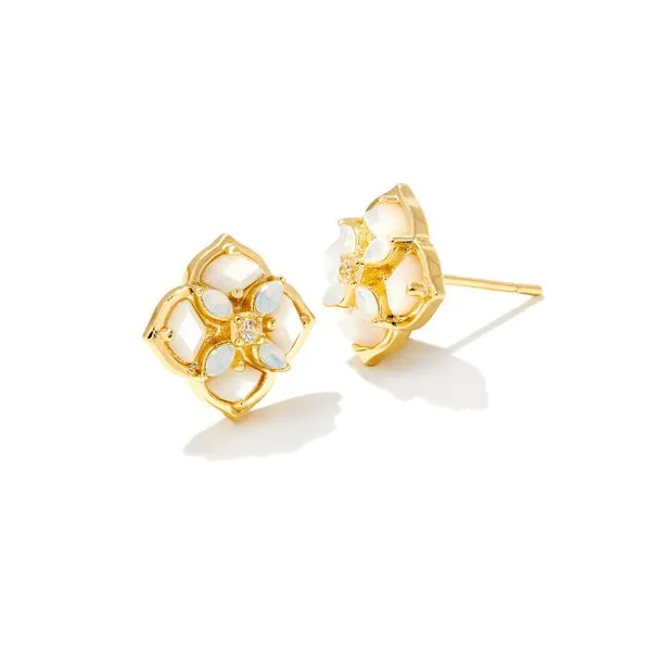Kendra Scott Dira Stone Gold Stud Earrings in Ivory Mix Meigs Jewelry Tahlequah, OK
