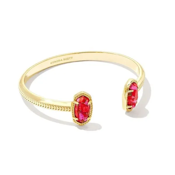 Kendra Scott Elton Gold Cuff Bracelet in Bronze Veined Red and Fuchsia Meigs Jewelry Tahlequah, OK