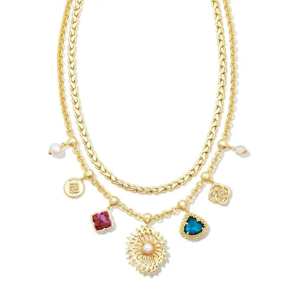 Kendra Scott Brielle Convertible Gold Charm Necklace in Multi Mix Meigs Jewelry Tahlequah, OK