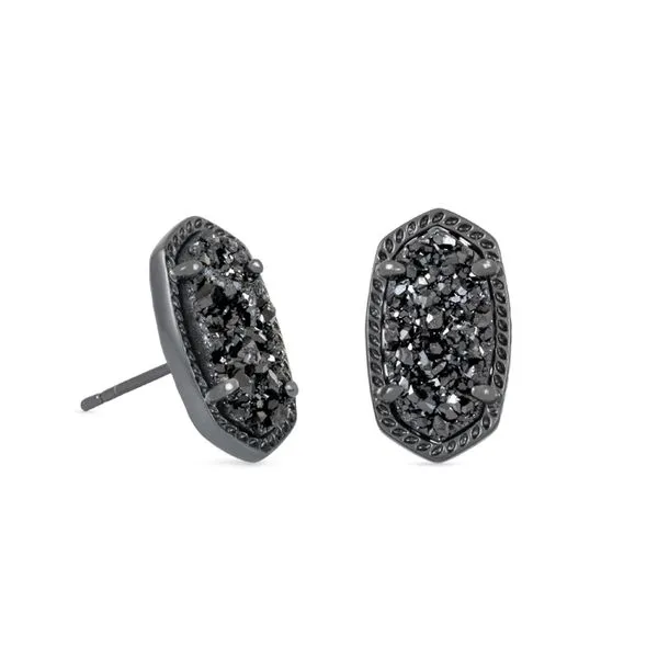 Ellie Gunmetal Stud Earrings in Black Drusy Meigs Jewelry Tahlequah, OK