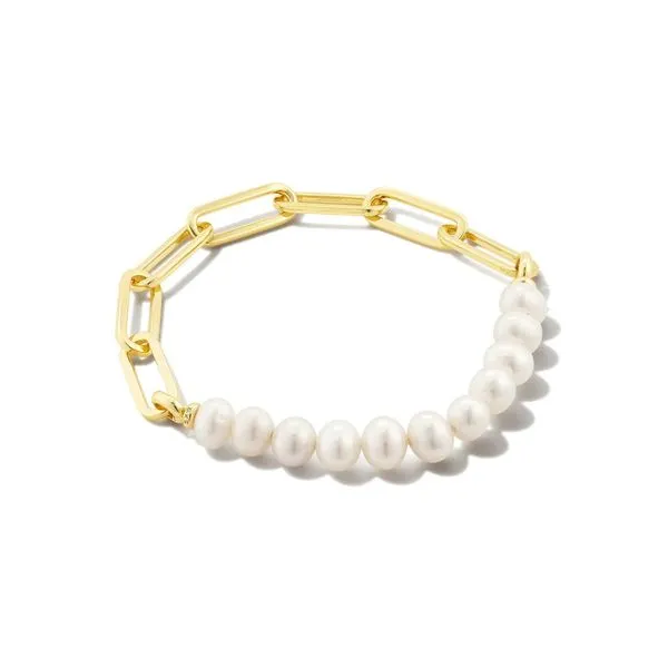 Ashton Gold Half Chain Bracelet in White Pearl Meigs Jewelry Tahlequah, OK