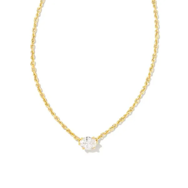 Cailin Gold Pendant Necklace in White Crystal Meigs Jewelry Tahlequah, OK