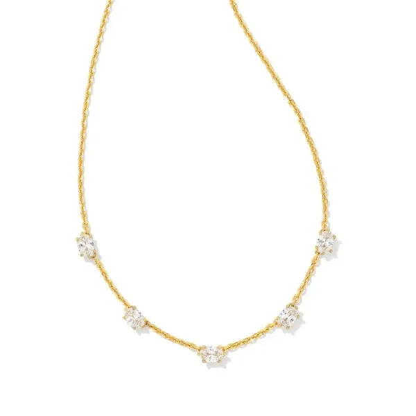 Cailin Gold Crystal Strand Necklace in White Crystal Meigs Jewelry Tahlequah, OK