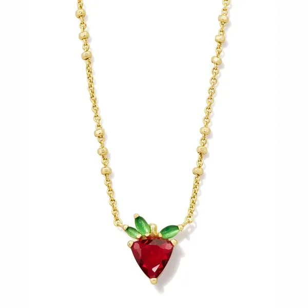Yellow Gold Plated Dark Pink Crystal Strawberry Necklace Meigs Jewelry Tahlequah, OK
