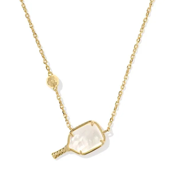 Yellow Gold Plated Ivory Mother of Pearl Pickleball Necklace Meigs Jewelry Tahlequah, OK