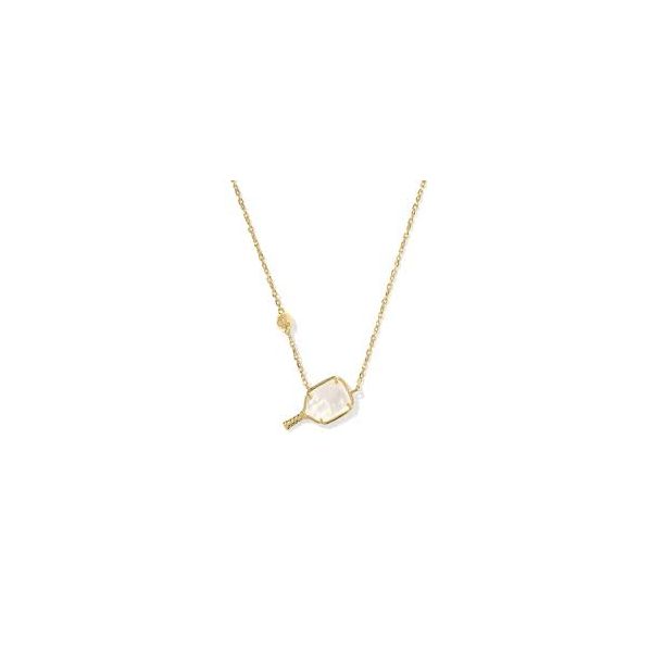 Yellow Gold Plated Ivory MOP Pickleball Necklace Meigs Jewelry Tahlequah, OK